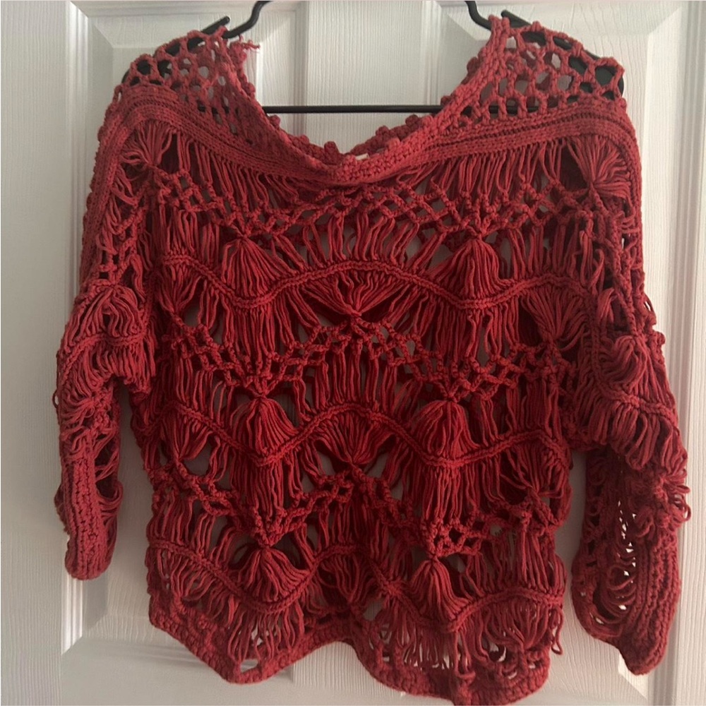 Cotton Red Crochet Top